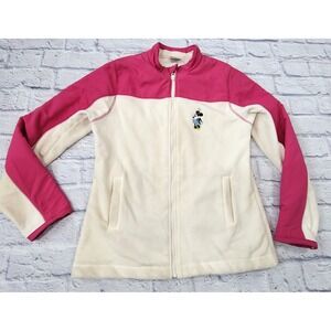 Vintage Disney Store‎ Minnie Mouse Pink Cream Full Zip Fleece Jacket Medium 6/8